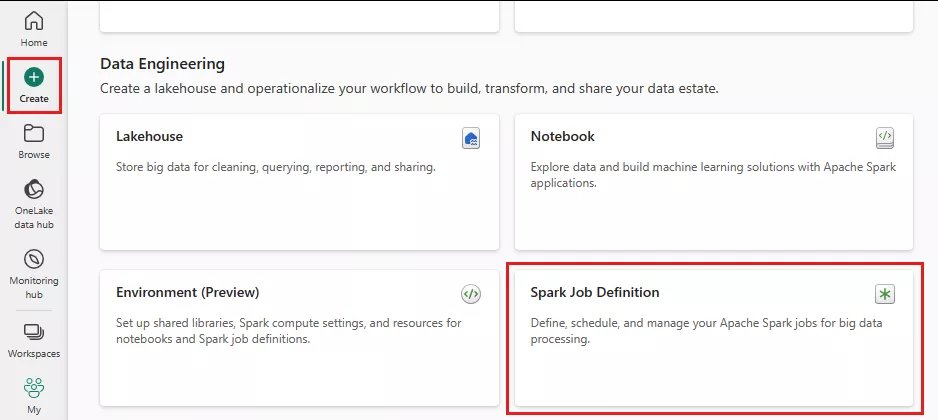 Create Spark Job Definition