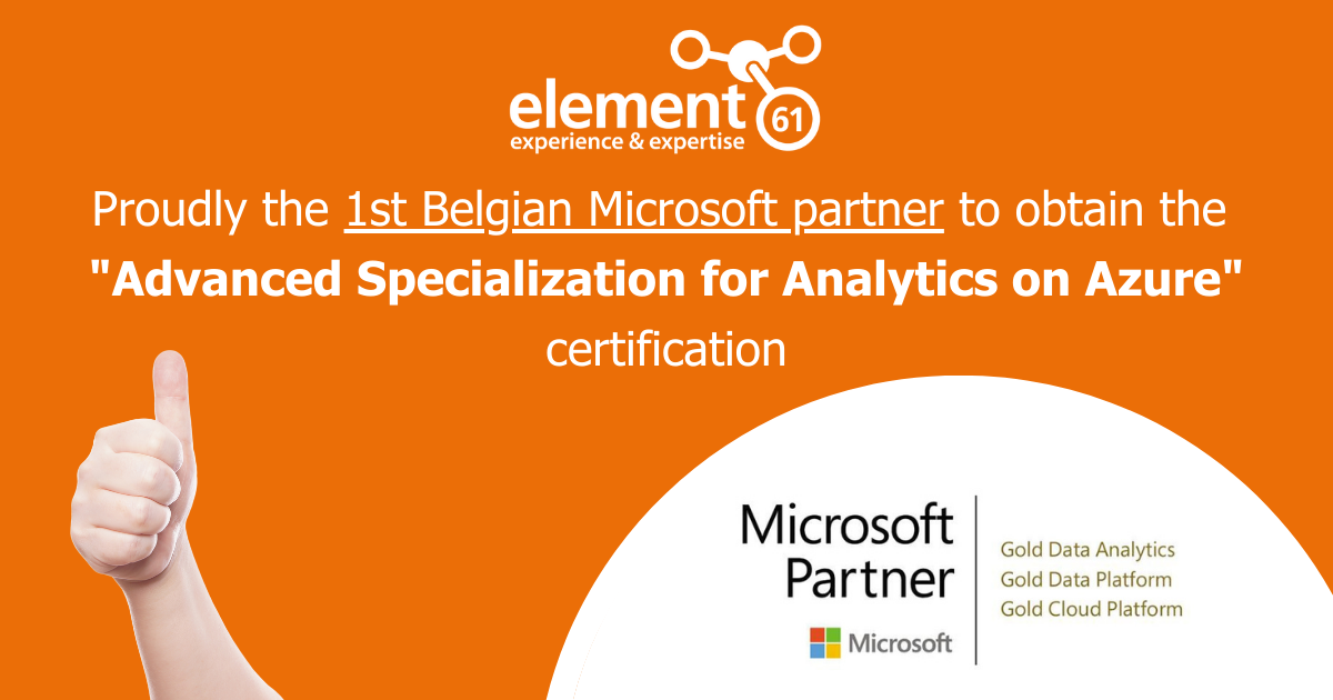 element61 becomes first partner in Belgium for Advanced Specialization "Analytics on Azure"