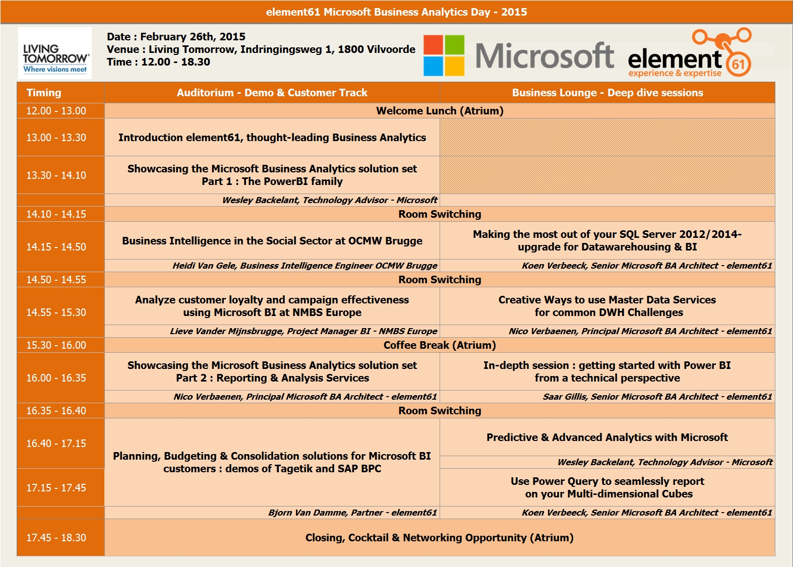 element61 Microsoft Business Analytics Day 2015