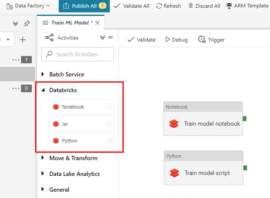 How can we use Azure Databricks and Azure Data Factory to train our ML algorithms?