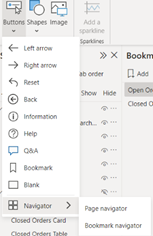 Power BI - Figure 8: Button for Bookmarks