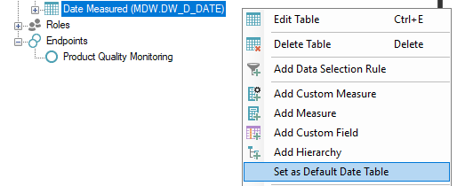 Set as Default Data Table