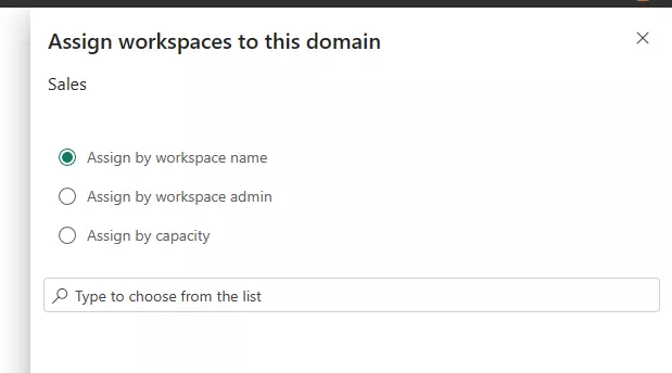 Assign workspaces to Domains