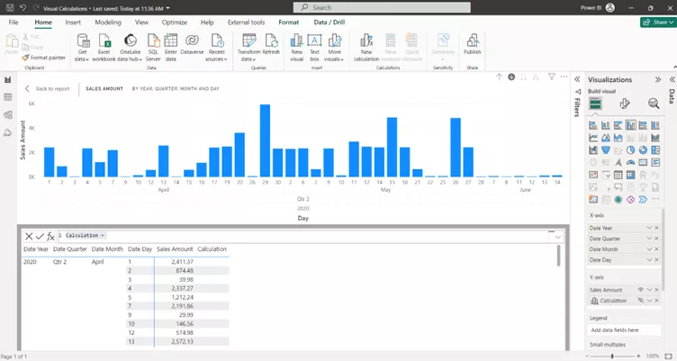 The creation of a Visual Calculation in the Power BI Desktop