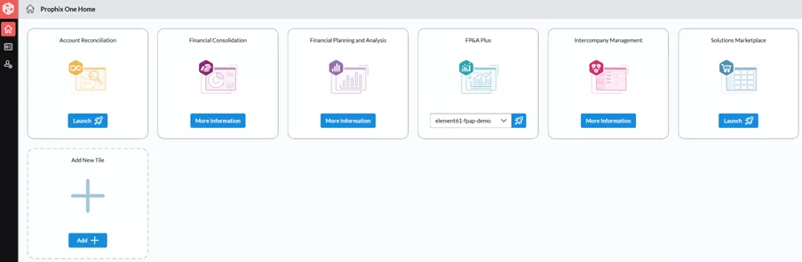 FP&A Plus Prophix insight - Figure 6 Prophix One Homepage